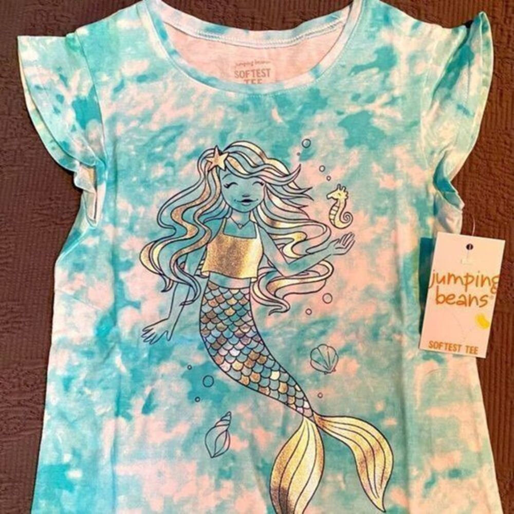 GIRLS Tie Dye Mermaid Flutter Sleeve T-Shirt